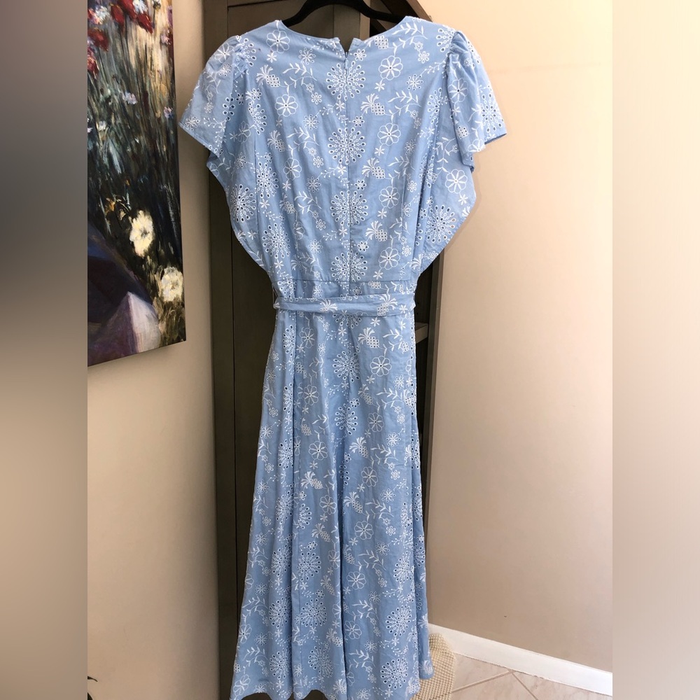 Ann Taylor Light Blue Floral Embroidered Midi Dress - Picture 2 of 12